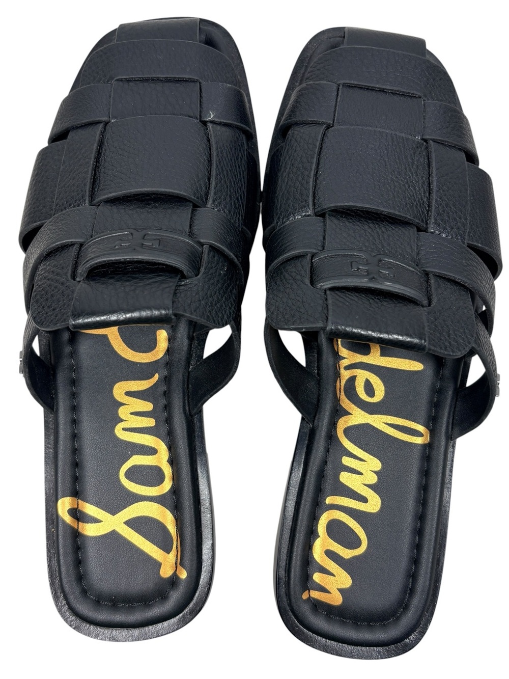 Sam Edelman Dina Black Leather Fisherman Mules Woven Strap Anthro Slip On 8 - Picture 4 of 9